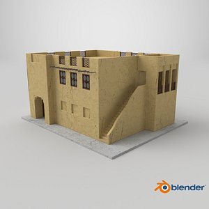 3D Two Story Arab Adobe House