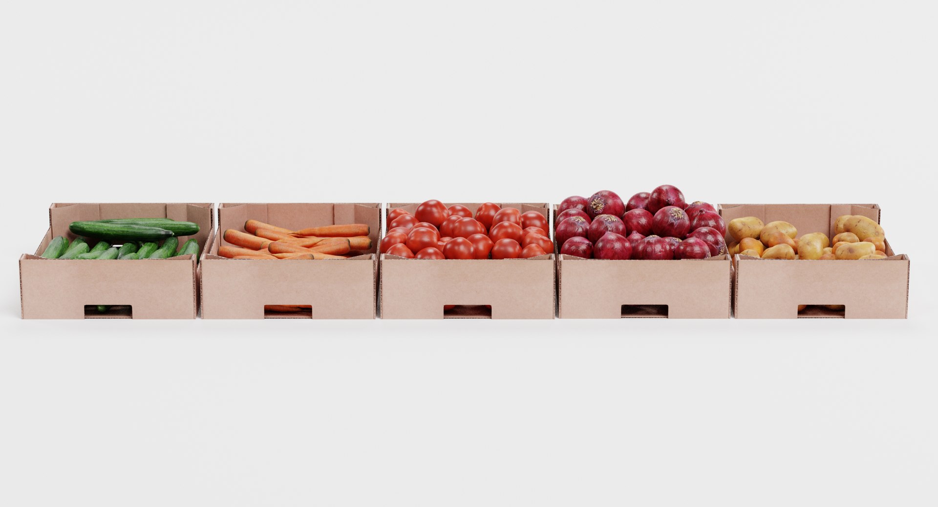 Vegetable Boxes 3D Model - TurboSquid 1405565