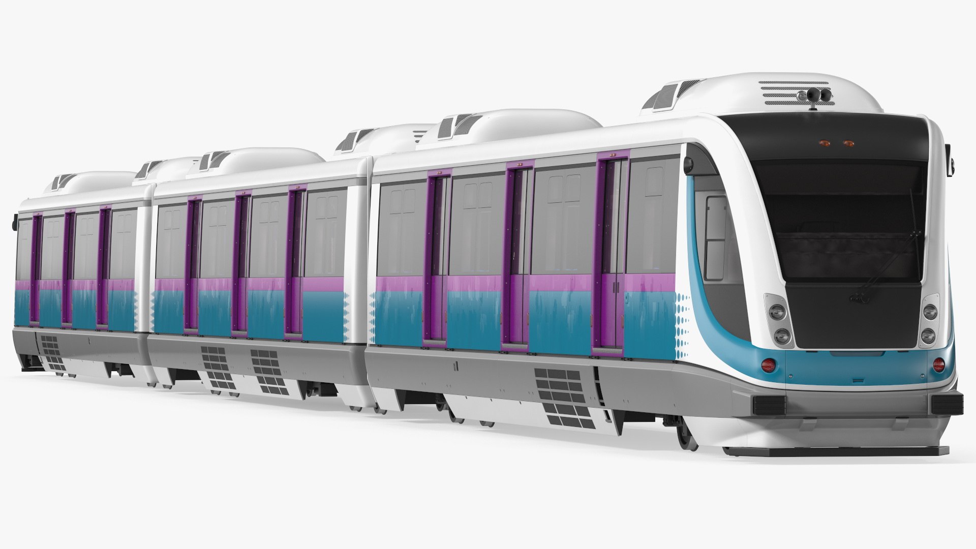 Urban Light Rail Train Rigged 3D model preview