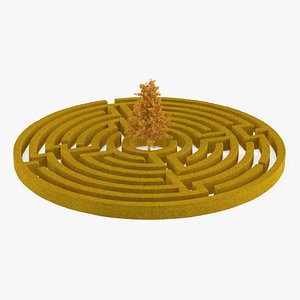 Autumn Labyrinth Garden with Tree 3D model