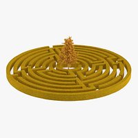 Autumn Labyrinth Garden with Tree