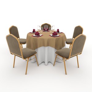 3D Banquet Table and Chair 01
