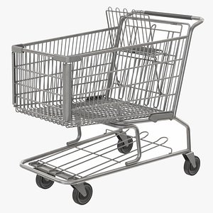 Supermarket Cart Gray Metal 3D