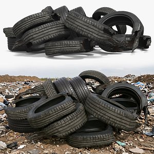 3D Worn Vehicle Tire Heap Old model