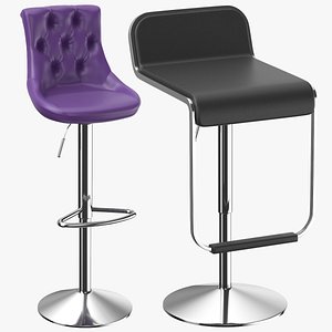 Two Detailed Bar Stools 3D model