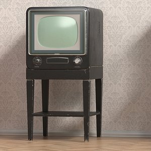 3D Vintage Tube Television With Stand Black model