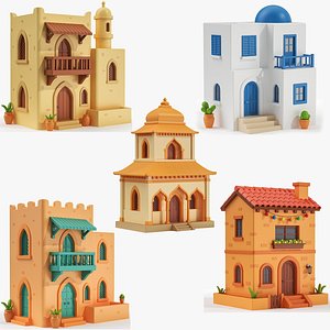 Ethnic Cartoonish Houses 3D Bundle