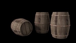 3D Old Wooden Barrels for Animation and Games model