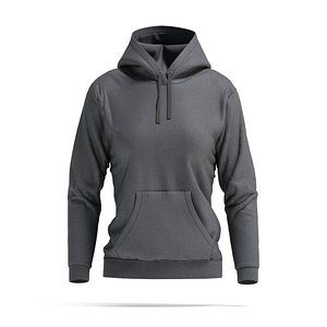 Black Womens Hoodie - sport female sweatshirt with hood