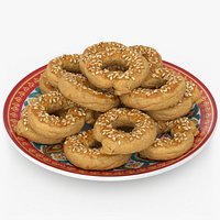Traditional Sesame Ring Stack on Plate