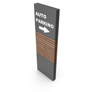 Parking Area Totem Sign with Metal and Wood Details 3D model