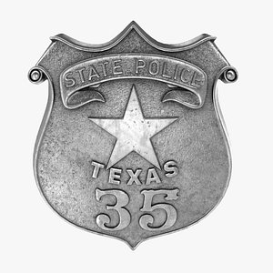 Old Texas Police badge 3D model