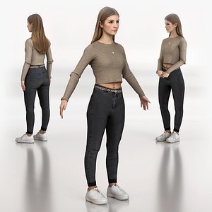 3D Rigged Woman Character - 3D Scanned Figure 0119