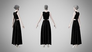 Dress 31 Black Velvet With Design 3D
