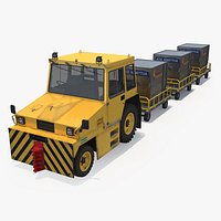 Push Back Tractor Hallam HE50 Carrying Passengers Luggage 3D Model