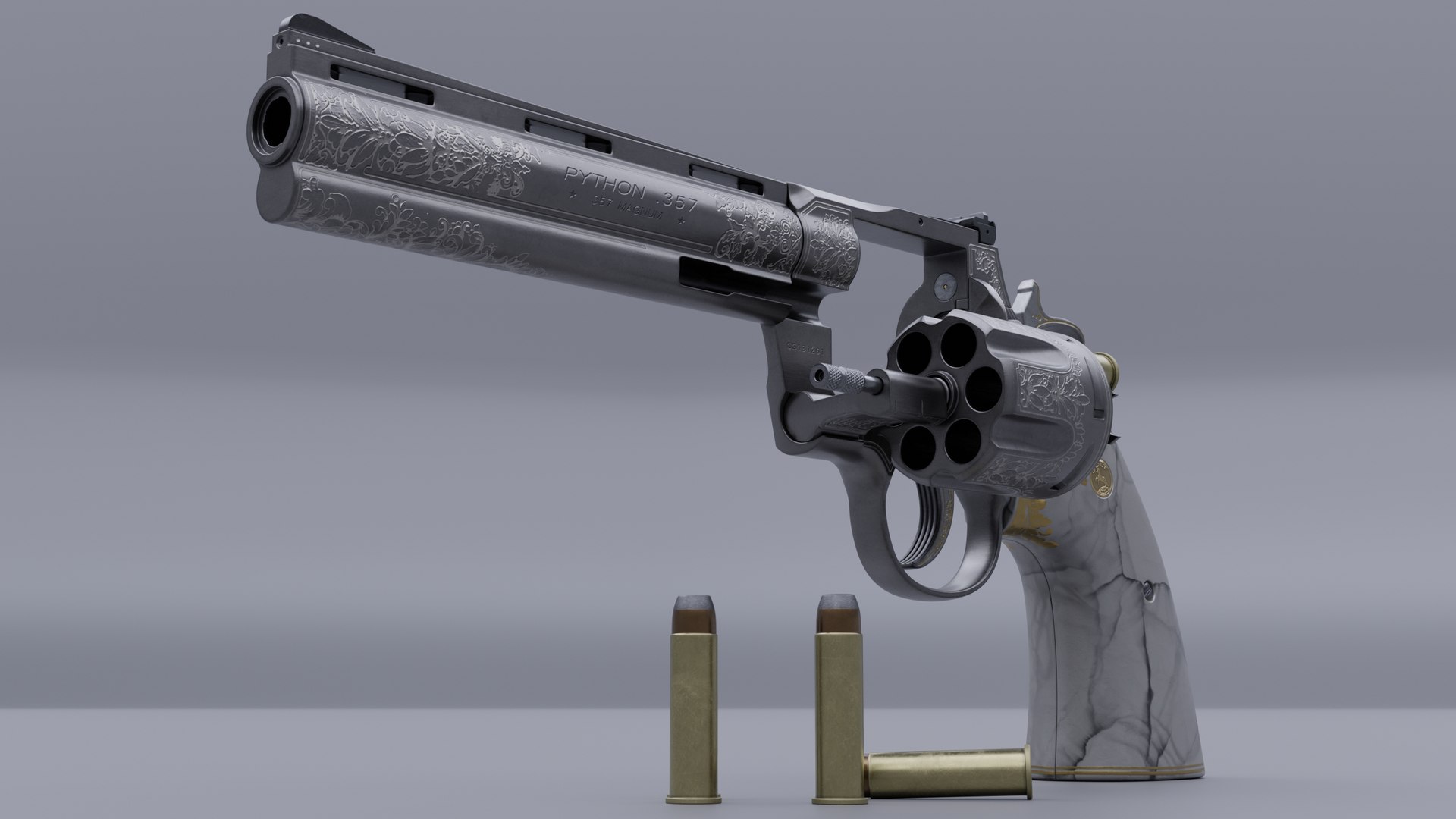 Colt python 357 6 inch engraved model https://p.turbosquid.com/ts-thumb/4G/1m3p0M/ZJ/preview11/jpg/1677844171/1920x1080/fit_q87/15e6be4a6e798e2d79234a24762160ef53ce4c7f/preview11.jpg