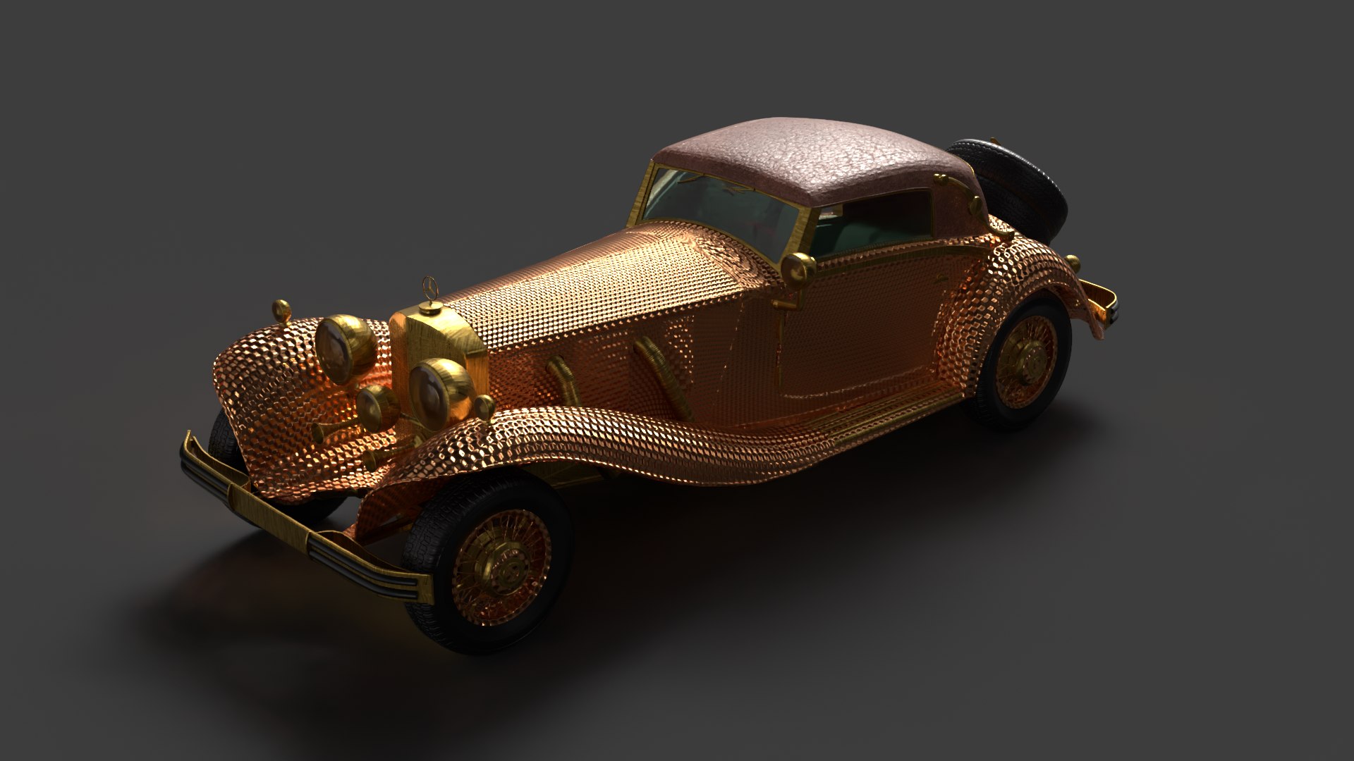 Golden Vintage Car Model - TurboSquid 2334481