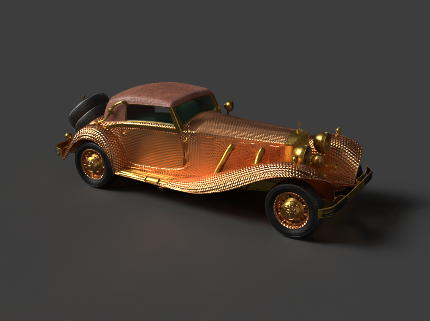 Golden Vintage Car Model - TurboSquid 2334481