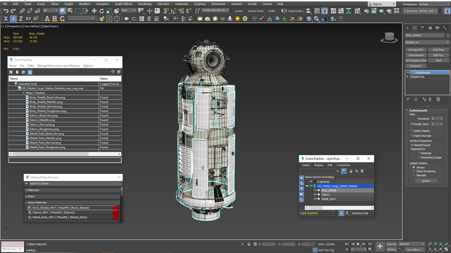 ISS Orbital Cargo Station Module 3D model https://p.turbosquid.com/ts-thumb/4G/MJRpz2/i1/iss_orbital_cargo_station_module_024/jpg/1760735672/1920x1080/fit_q87/8e9b4dda0f1c13f850adc953bfd9deec9607fccf/iss_orbital_cargo_station_module_024.jpg
