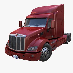 Peterbilt 579 lowboy trailer PBR 3D model