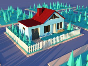 Cute cartoon private house variation 2 Low Poly