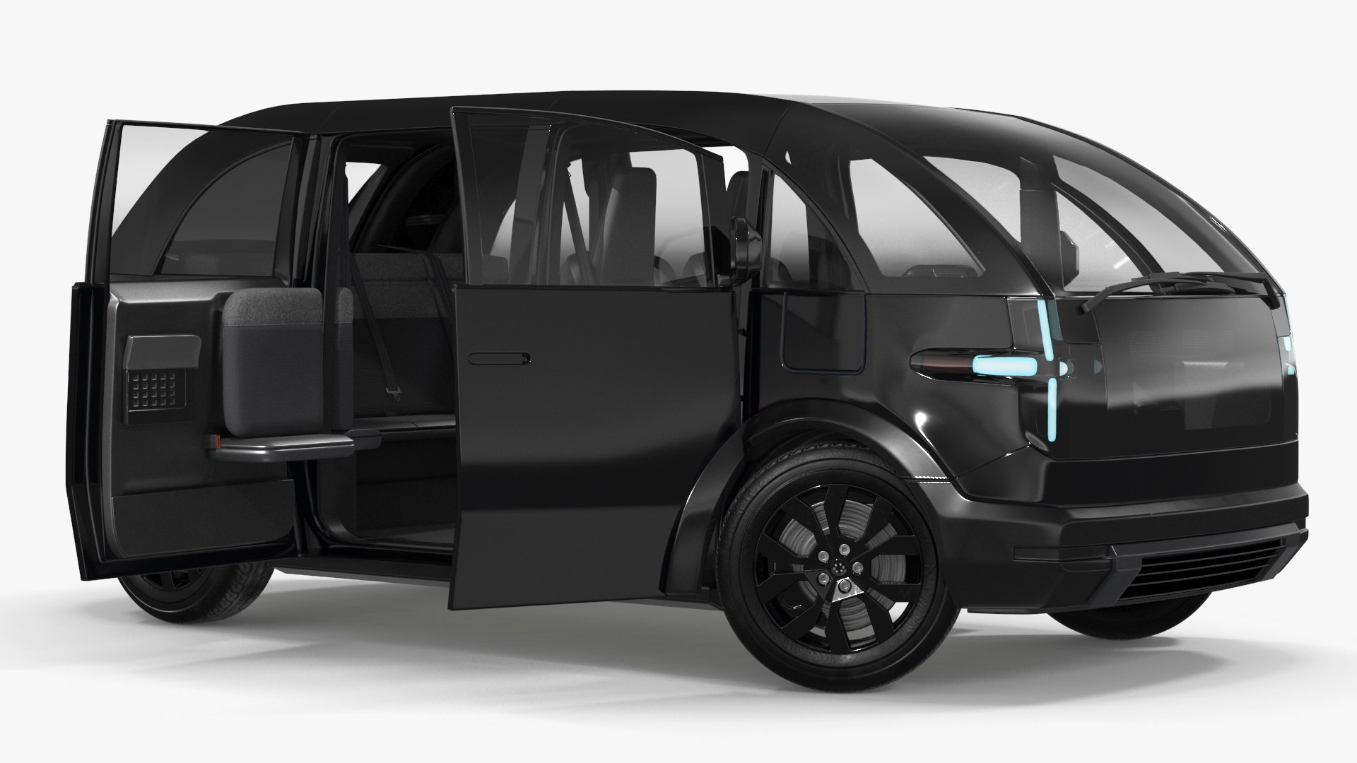 Electric Minibus Premium Black Rigged 3D model preview