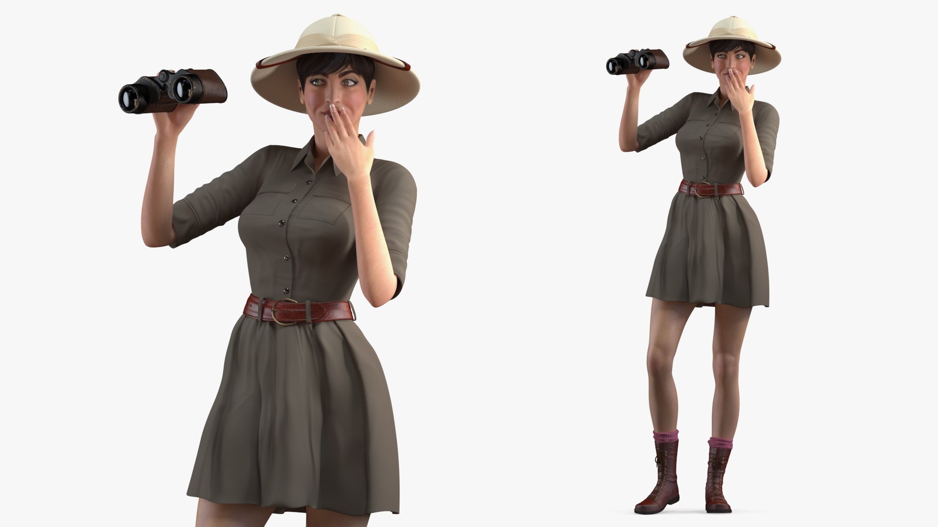 Women in Zookeeper Clothes 3D model preview