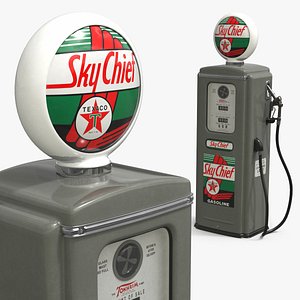 3D Retro Texaco Sky Chief Petrol Column Grey model