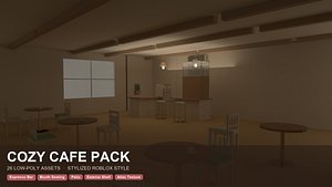 Low Poly Cozy Cafe Pack Scandinavian Interior  Patio 26 Assets model