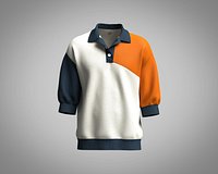 Mens oversized sweat polo shirt with cut and sew color blocking