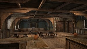 3D model ancient tavern inn