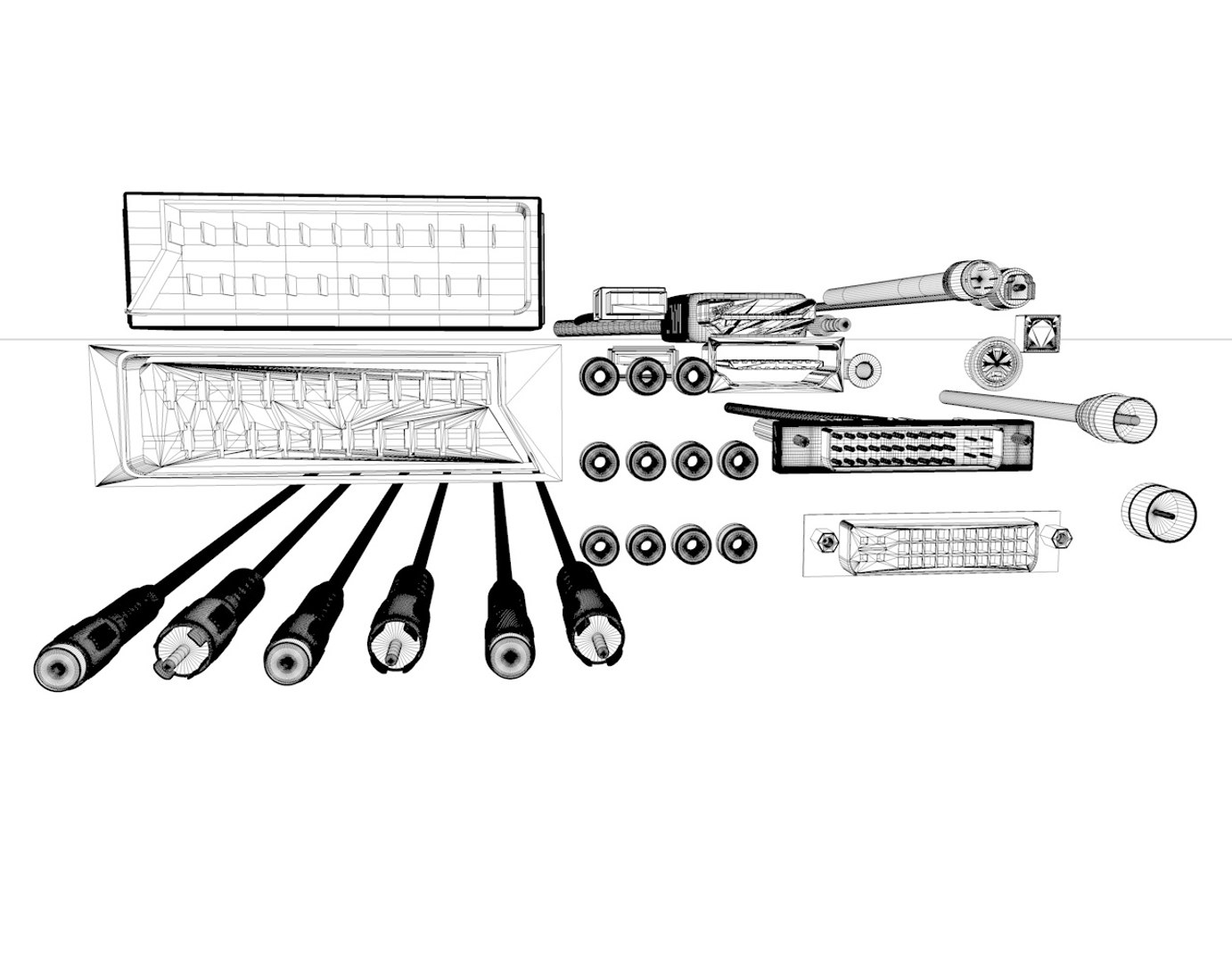 Electronic Cables Connectors Pack 3d Model
