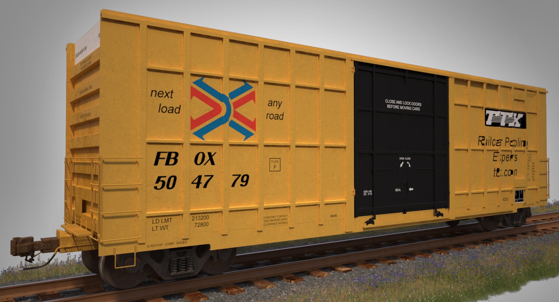 A405 Boxcar Rails Cargo 3d Max