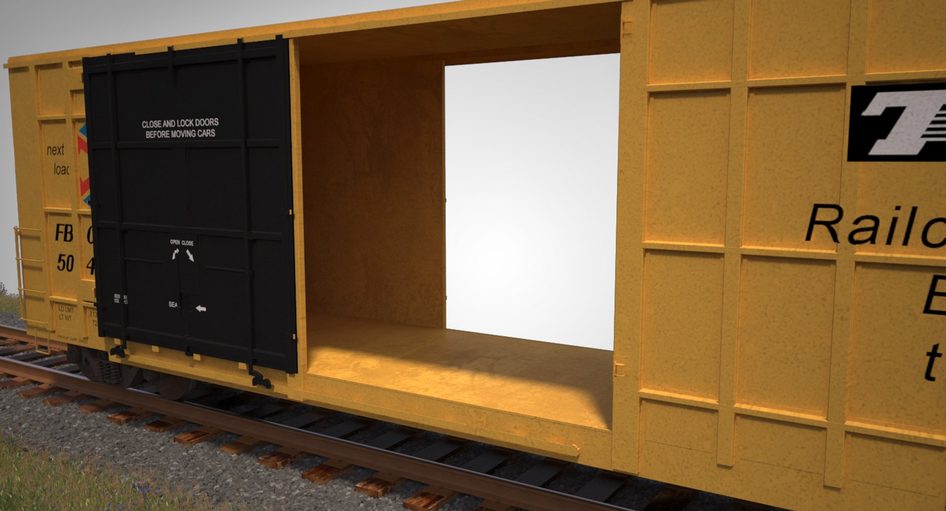 A405 Boxcar Rails Cargo 3d Max