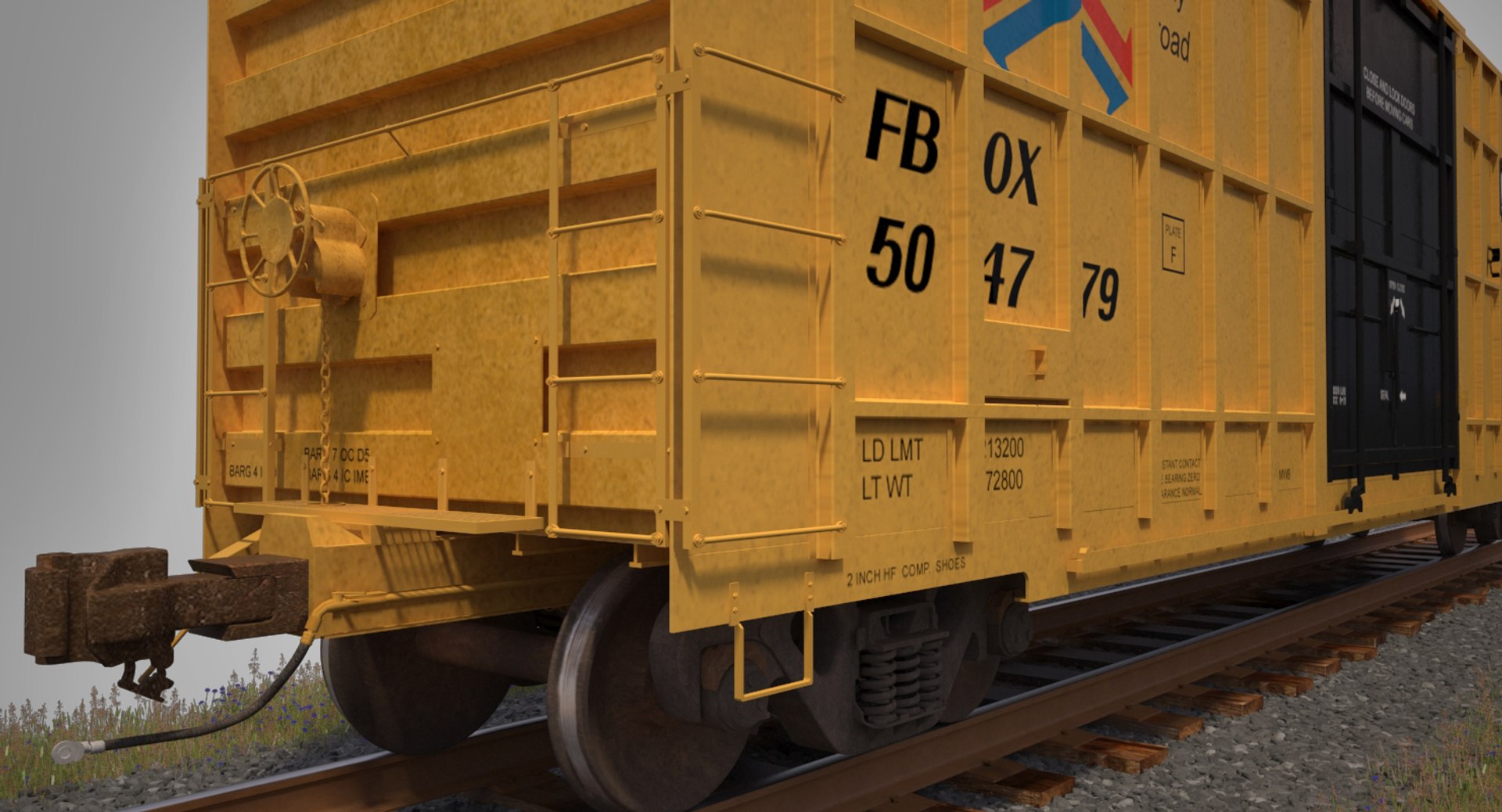 A405 Boxcar Rails Cargo 3d Max