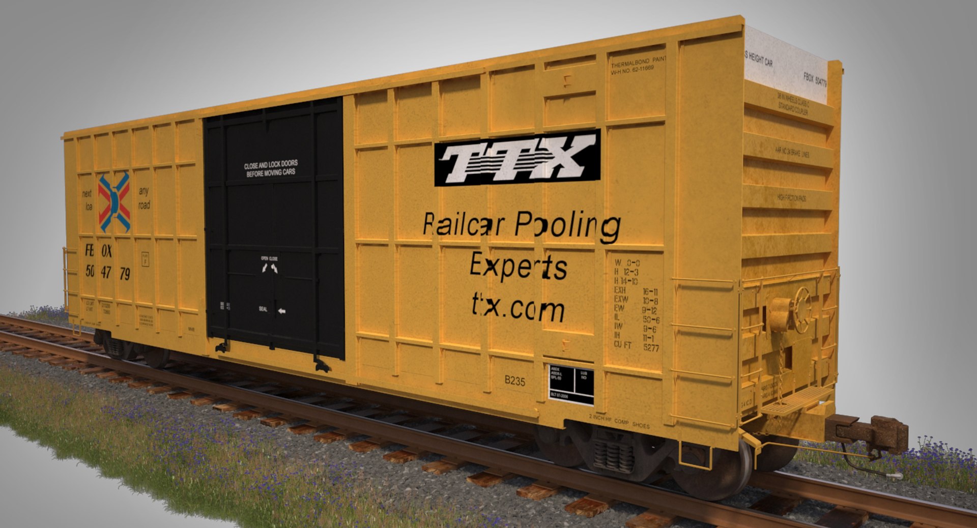 A405 Boxcar Rails Cargo 3d Max