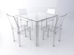 Kartell Transparent Table and Chairs Set