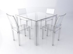Kartell Transparent Table and Chairs Set