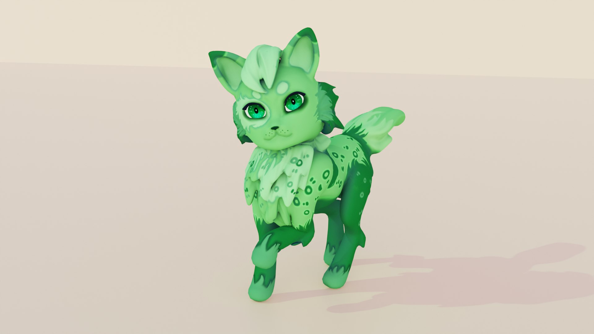 Stylized Green Cat 3D Model - TurboSquid 2067247