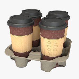 3D coffee carrier cups model