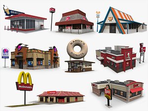 3D fastfood restaurants pack 2 model