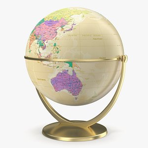 3D Vintage World Globe with Stand