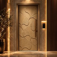 Modern Ginkgo Leaf Decorative Door Sculptural Panel CNC 3D Print 02