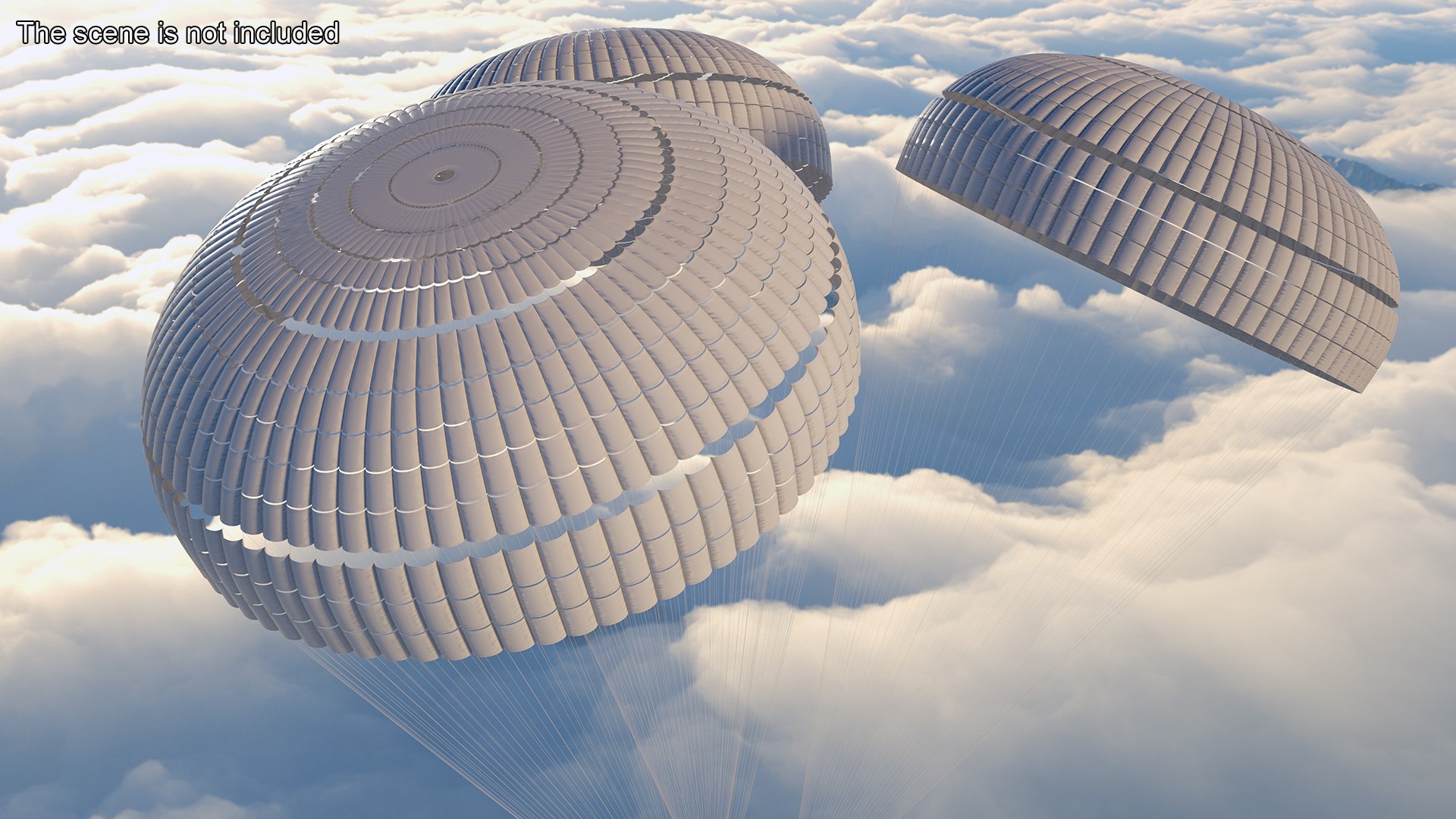 Triple Subscale Parachute White 3D - TurboSquid 2243130
