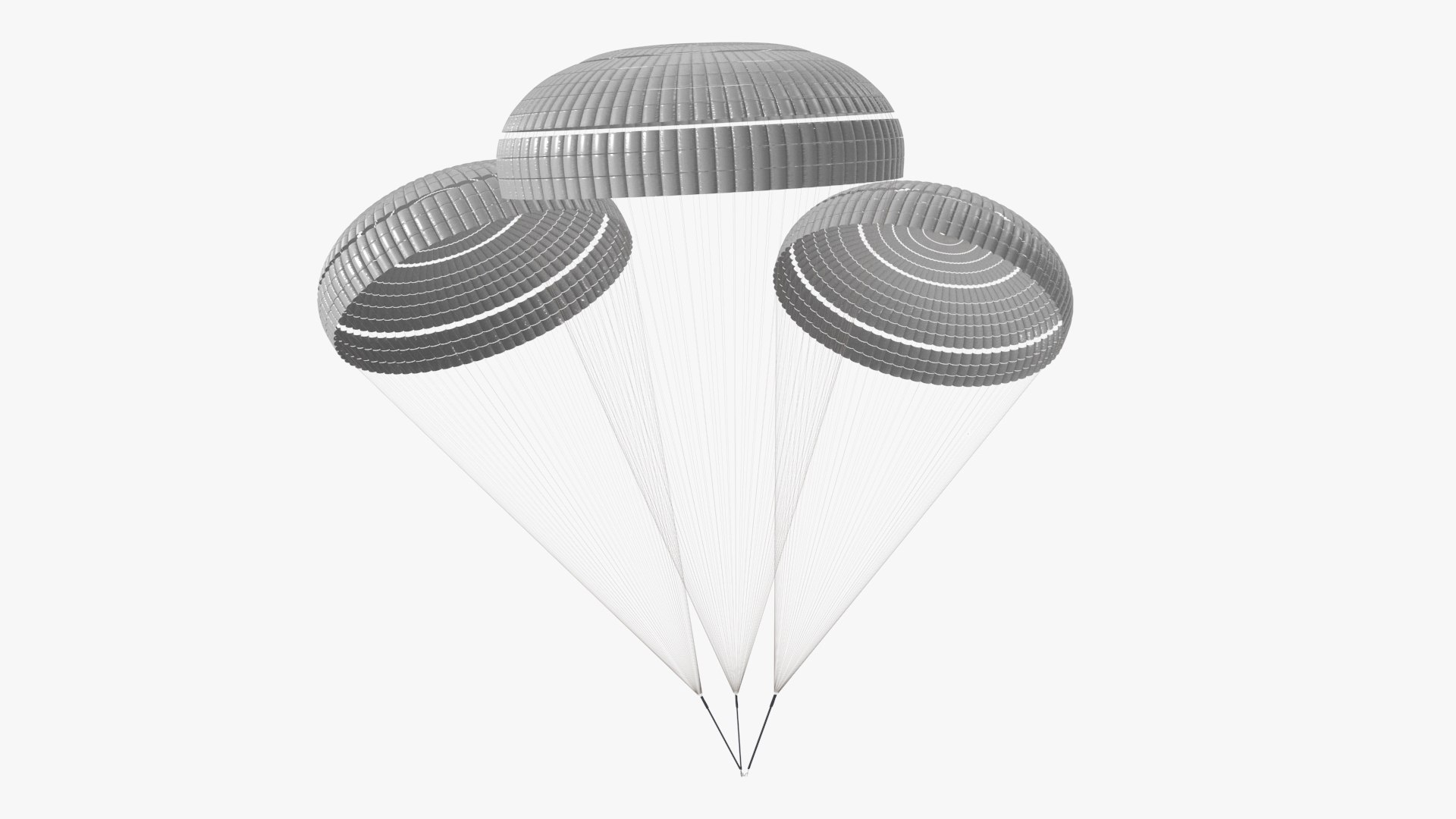 Triple Subscale Parachute White 3D model preview