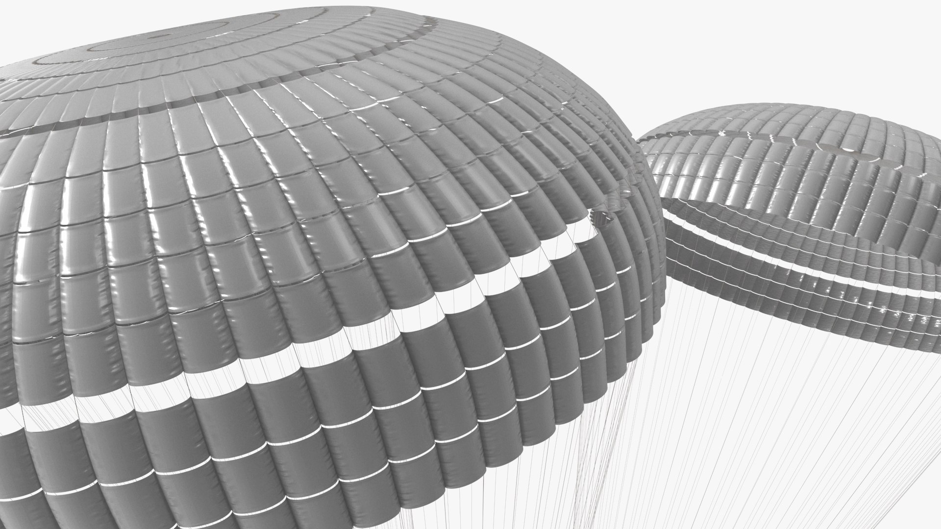 Triple Subscale Parachute White 3D - TurboSquid 2243130