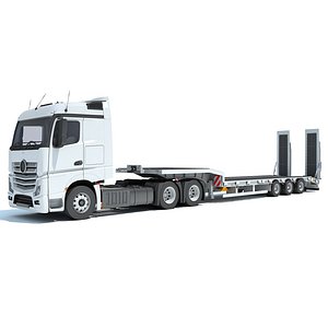 Lowboy Trailer with Semi Truck