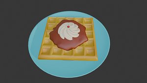 Belgian Waffle with Cream and Cherry model