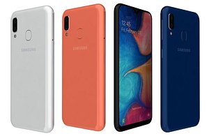 Samsung Galaxy A20e All Colors Low Poly 3D model