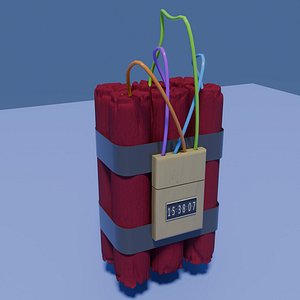 Cartoon bomb with dynamite cylinders and timer
